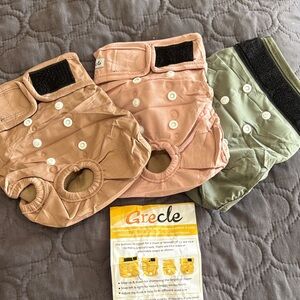 Dog Diaper Covers - Pink and Green and Tan